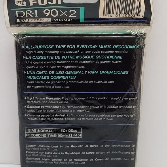 Sealed Fuji DR-I 90 Minute Extraslim Cassette Tapes (IEC I/Type I-Normal) 2-Pack - Picture 2 of 2